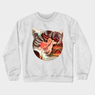 giant hands and girl on a white horse retro vintage comic Crewneck Sweatshirt